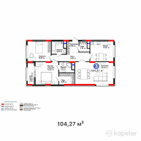 ЖК Qasteev — 3-ком 104,3 м² (от 67 671 230 тг)