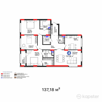ЖК Qasteev — 4-ком 137,2 м² (от 89 029 820 тг)