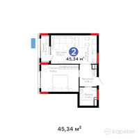 ЖК Arena Style — 2-ком 45,3 м² (от 23 440 780 тг)