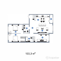ЖК RIVIERA Plus — 4-ком 122,3 м² (от 83 164 000 тг)