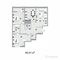 ЖК Evolution — 3-ком 95 м² (от 63 086 640 тг)