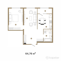 ЖК Jan Dostar — 2-ком 64,8 м² (от 31 084 800 тг)