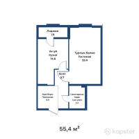 ЖК White Residence — 1-ком 55,4 м² (от 42 658 000 тг)