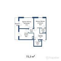 ЖК White Residence — 2-ком 72,3 м² (от 55 671 000 тг)
