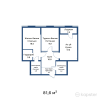ЖК White Residence — 2-ком 81,6 м² (от 62 832 000 тг)