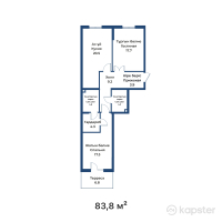 ЖК White Residence — 2-ком 83,8 м² (от 64 526 000 тг)