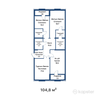 ЖК White Residence — 3-ком 104,8 м² (от 80 696 000 тг)