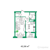 ЖК Жаным — 1-ком 42,6 м² (от 19 152 000 тг)