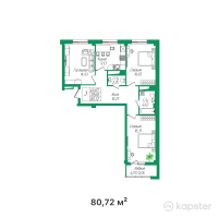 ЖК Жаным — 3-ком 80,7 м² (от 36 324 000 тг)