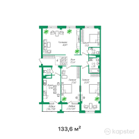 ЖК Жаным — 4-ком 133,6 м² (от 60 120 000 тг)