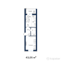 ЖК Эдем — 1-ком 43,1 м² (от 14 206 500 тг)