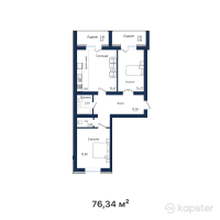 ЖК Эдем — 3-ком 76,3 м² (от 25 192 200 тг)