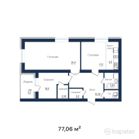 ЖК Эдем — 3-ком 77,1 м² (от 25 429 800 тг)