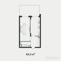 ЖК Wisteria — 1-ком 63,3 м² (от 68 743 800 тг)