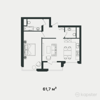 ЖК Wisteria — 2-ком 61,7 м² (от 67 006 200 тг)