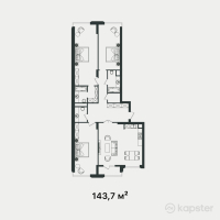 ЖК Wisteria — 4-ком 143,7 м² (от 156 058 200 тг)