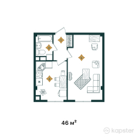 ЖК Tandau — 1-ком 46 м² (от 15 640 000 тг)