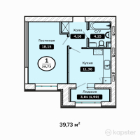 ЖК KOKTAL Apartments — 1-ком 39,7 м² (от 11 978 595 тг)