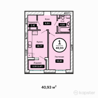 ЖК KOKTAL Apartments — 1-ком 40,9 м² (от 12 340 395 тг)