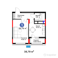 ЖК Auez — 1-ком 38,8 м² (от 17 610 660 тг)