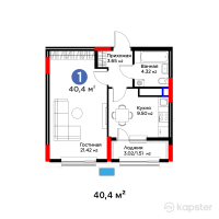 ЖК Auez — 1-ком 40,4 м² (от 18 341 600 тг)
