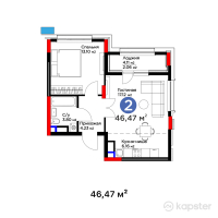 ЖК Auez — 2-ком 46,5 м² (от 21 097 380 тг)