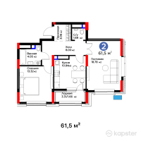 ЖК Auez — 2-ком 61,5 м² (от 27 921 000 тг)