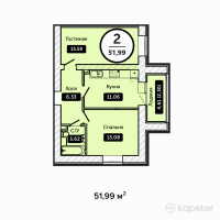 ЖК KOKTAL Apartments — 2-ком 52 м² (от 15 674 985 тг)