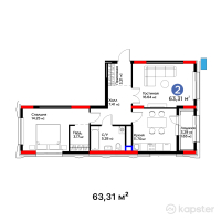ЖК Auez — 2-ком 63,3 м² (от 28 742 740 тг)