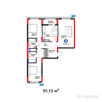 ЖК Auez — 3-ком 91,1 м² (от 41 373 020 тг)