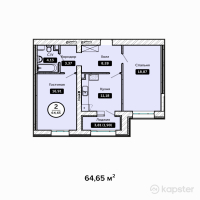 ЖК KOKTAL Apartments — 2-ком 64,7 м² (от 19 491 975 тг)