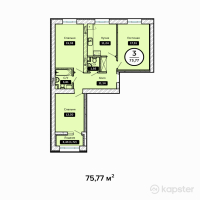 ЖК KOKTAL Apartments — 3-ком 75,8 м² (от 22 844 655 тг)