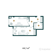 ЖК Tandau — 1-ком 44,1 м² (от 14 994 000 тг)