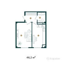 ЖК Tandau — 1-ком 46,2 м² (от 15 708 000 тг)