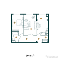 ЖК Tandau — 2-ком 60,8 м² (от 20 672 000 тг)