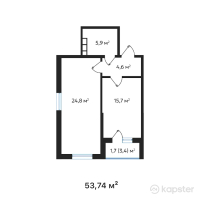 ЖК Buta Flame — 1-ком 53,7 м² (от 23 108 200 тг)