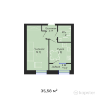 ЖК BAIMURA — 1-ком 35,6 м² (от 15 014 760 тг)