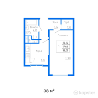 ЖК ALTAI CITY — 1-ком 38 м² (от 22 420 000 тг)