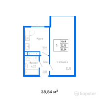 ЖК ALTAI CITY — 1-ком 38,8 м² (от 22 892 000 тг)