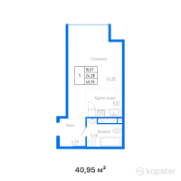ЖК ALTAI CITY — 1-ком 41 м² (от 24 160 500 тг)