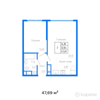 ЖК ALTAI CITY — 1-ком 47,7 м² (от 22 557 370 тг)