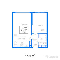 ЖК ALTAI CITY — 1-ком 47,7 м² (от 28 137 100 тг)
