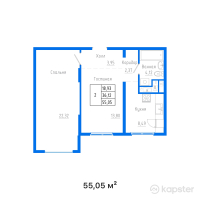ЖК ALTAI CITY — 2-ком 55,1 м² (от 30 828 000 тг)
