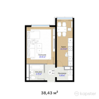 ЖК Meiram Park — 1-ком 38,4 м² (от 23 803 542 тг)