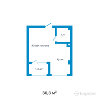 ЖК Azure — 1-ком 30,3 м² (от 12 998 700 тг)