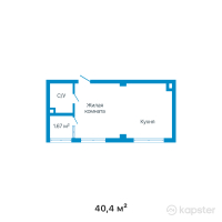 ЖК Azure — 1-ком 40,4 м² (от 17 331 600 тг)