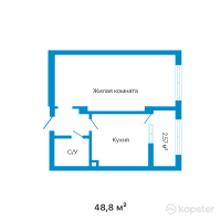 ЖК Azure — 1-ком 48,8 м² (от 20 935 200 тг)