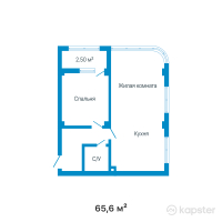 ЖК Azure — 2-ком 65,6 м² (от 28 142 400 тг)