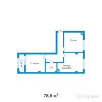ЖК Azure — 2-ком 78,6 м² (от 33 719 400 тг)