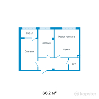 ЖК Azure — 3-ком 66,2 м² (от 28 399 800 тг)